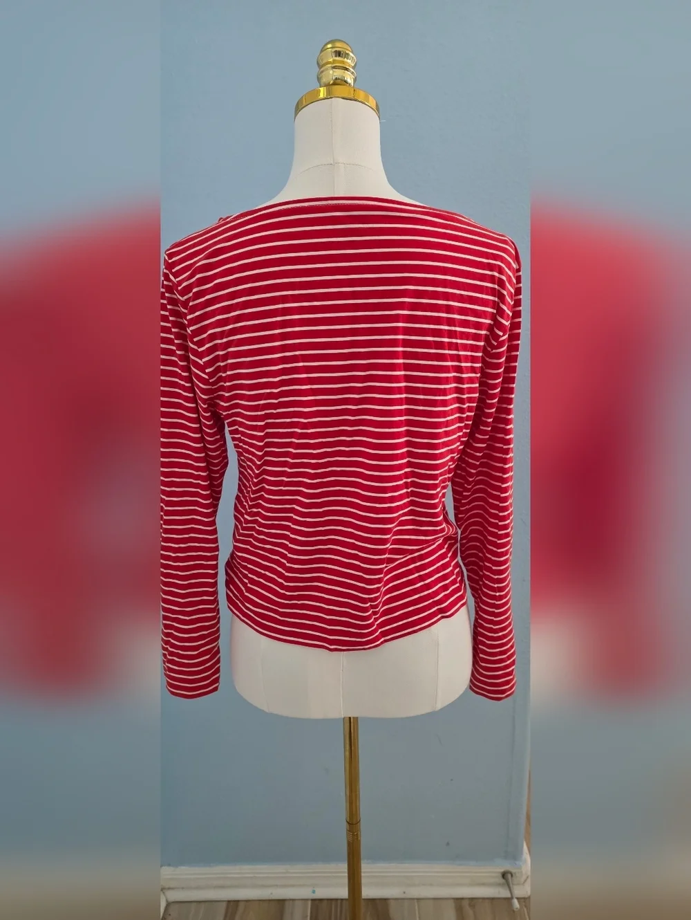 J. Crew Striped Red & White Long-Sleeve Women's Top